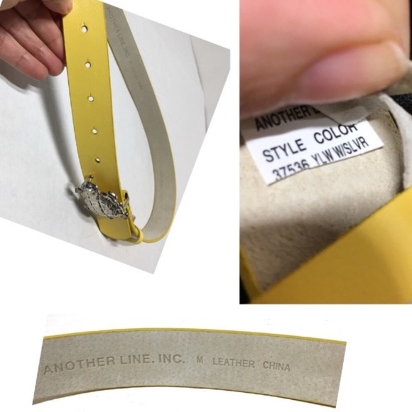 Another Line Inc Leather Belt Silver Turtle Buckle - Picture 7 of 8